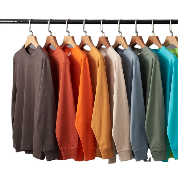 Cotton Men's Long Sleeve Unisex Basic Crew Neck Custom Blank Plain Men Tee T-shirt T-shirts T-shirt
