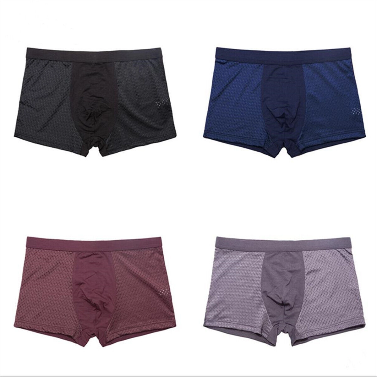 Men Bamboo Underwear Shorts Breathable Comfortable Ice Silk Mesh Boxer Briefs